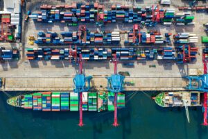 birds eye view photo of freight containers